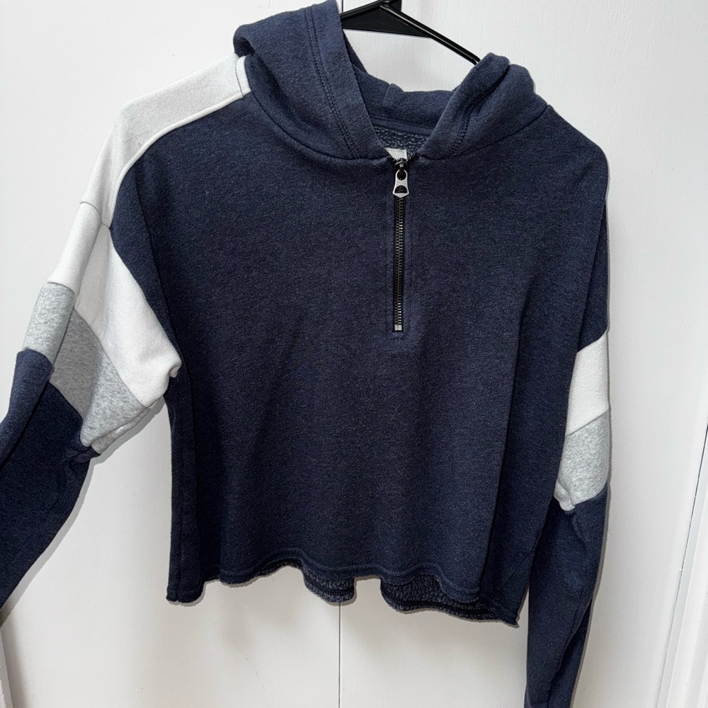 Navy and Gray Women's Hoodie